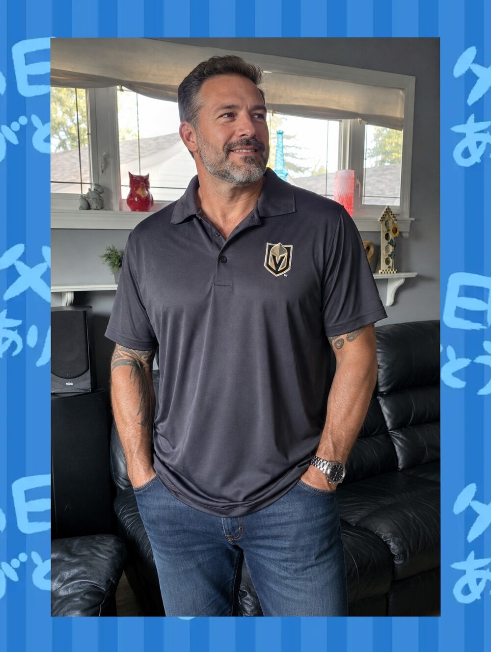 Antigua Men's XL Vegas Golden Knights Gray Tribute Polo Shirt NHL Golf Shirt